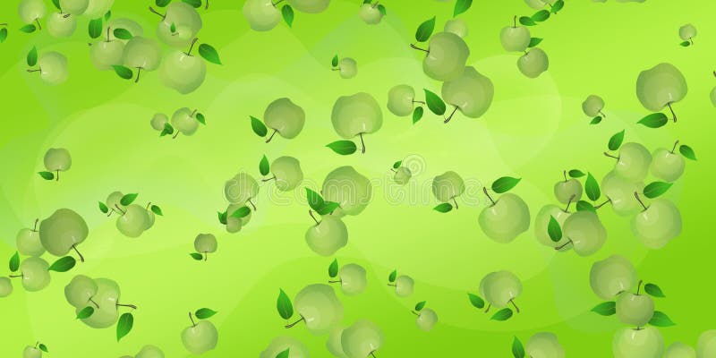 Abstracte achtergrond met groene appelen Symbolische golven van sap stock illustratie Abstracte achtergrond met groene appelen Symbolische golven van sap stock illustratie