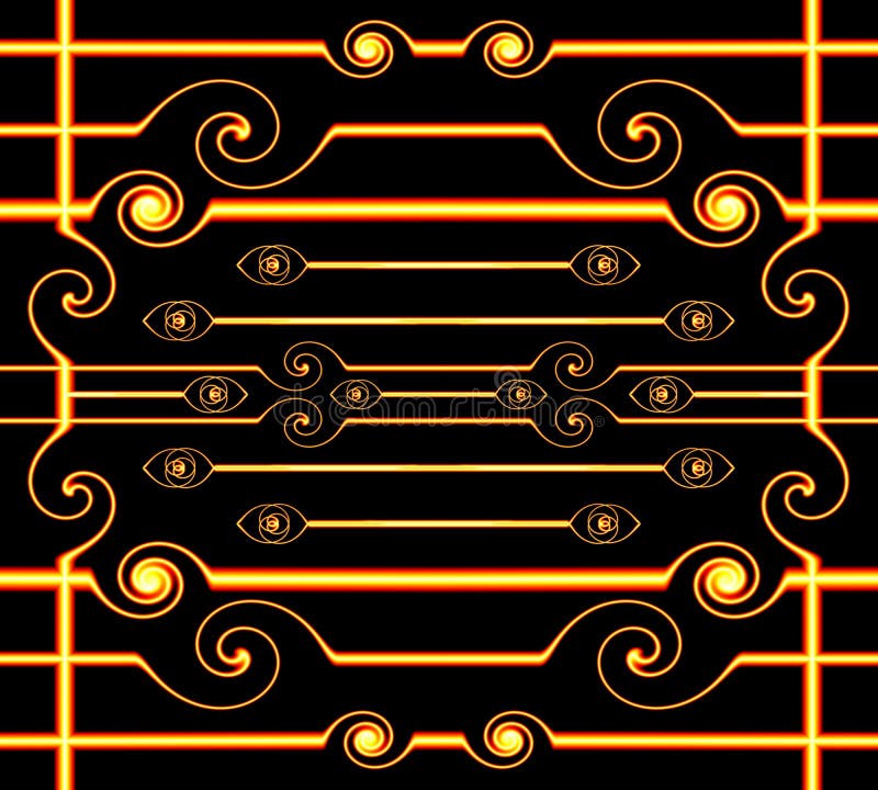 Abstracte Artistieke Verbonden Vormen en Lijnen op een Zwarte Achtergrond stock illustratie Abstracte Artistieke Verbonden Vormen en Lijnen op een Zwarte Achtergrond stock illustratie