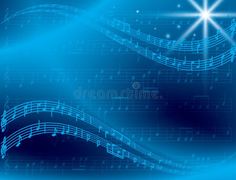 Abstracte blauwe muziekachtergrond met ster royalty-vrije illustratie Abstracte blauwe muziekachtergrond met ster royalty-vrije illustratie