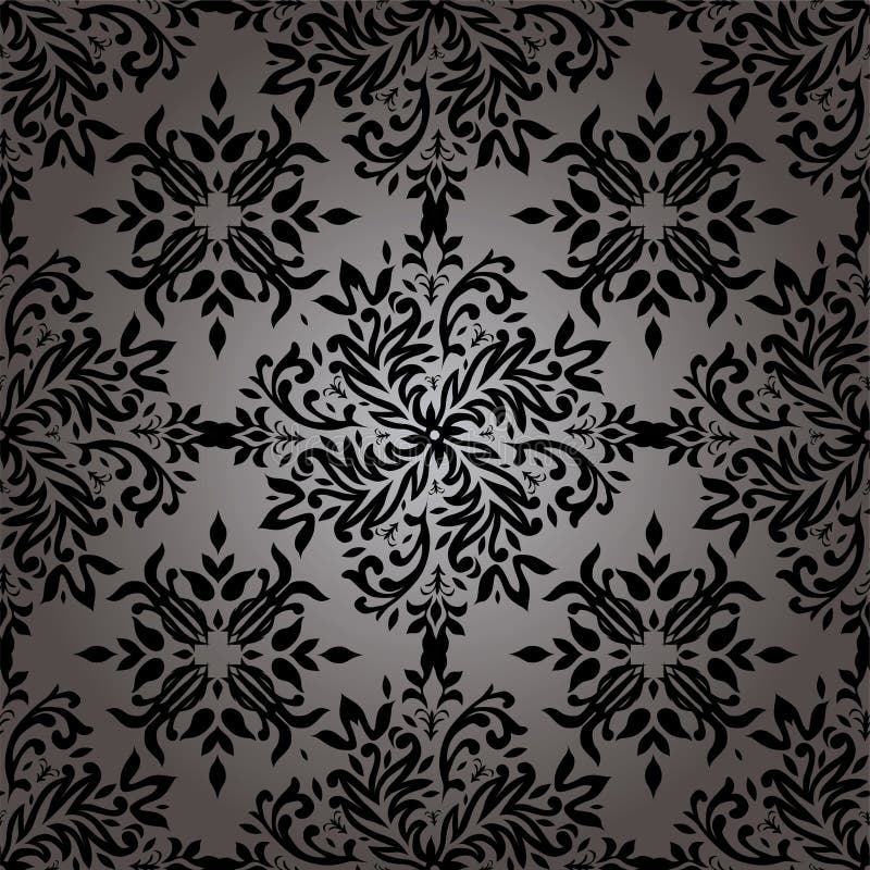 Illustrated wallpaper design in with a floral theme in black. Illustrated wallpaper design in with a floral theme in black