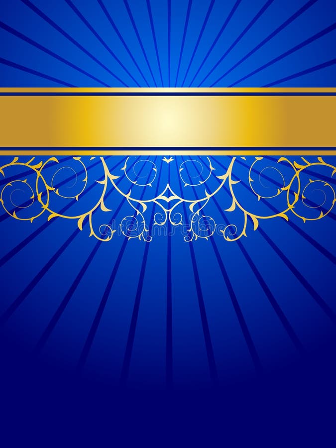 Abstract floral background blue and gold. Abstract floral background blue and gold