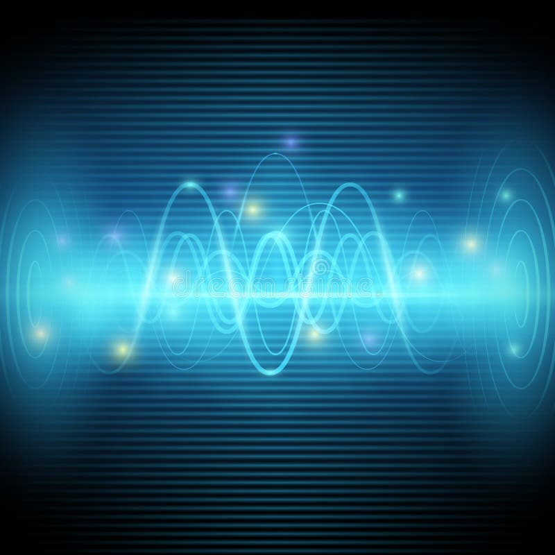 Abstracte geluidsgolven, vectorontwerp van een blauwe licht equalizer royalty-vrije illustratie