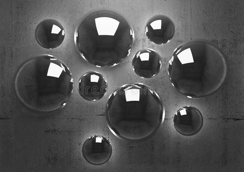 Abstracte 3D-achtergrond met glanzende sferen royalty-vrije illustratie