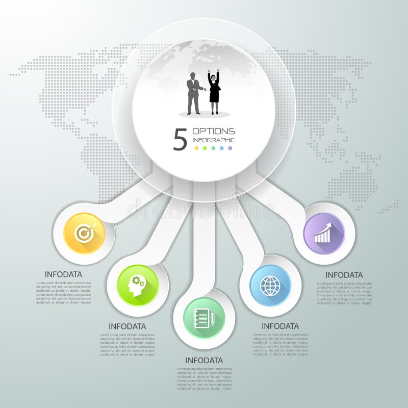 Abstracte 3d infographic 5 opties, Bedrijfs infographic concept stock illustratie Abstracte 3d infographic 5 opties, Bedrijfs infographic concept stock illustratie