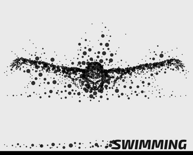 Abstract Vector Illustration of a Swimmer / swimming man / male composed of round shape particles conveying motion. Abstract Vector Illustration of a Swimmer / swimming man / male composed of round shape particles conveying motion