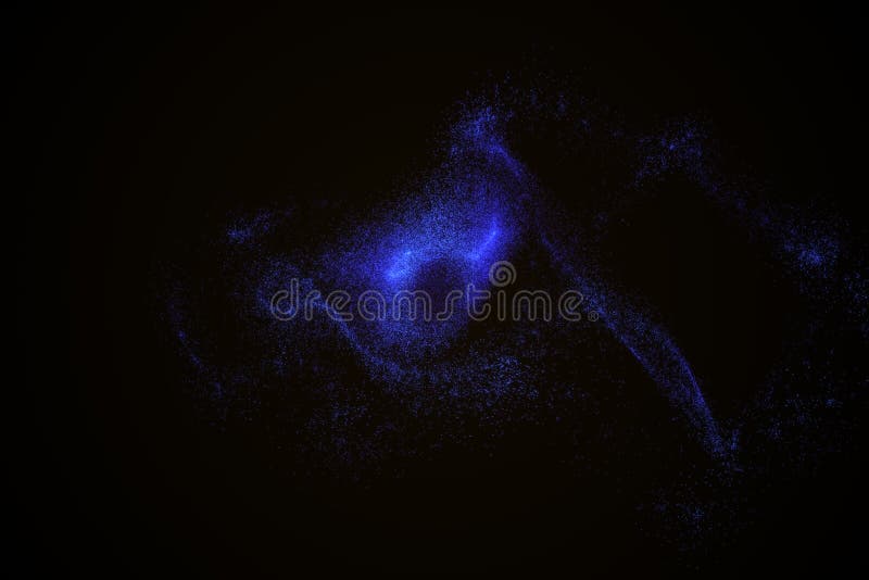 Abstract background made of blue glowing particles in shape of an eye. Space shapes. Energy concept. 3D render illustration. Abstract background made of blue glowing particles in shape of an eye. Space shapes. Energy concept. 3D render illustration