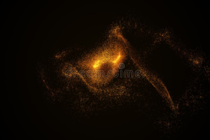 Abstract background made of orange glowing particles in shape of an eye. Space shapes. Energy concept. 3D render illustration. Abstract background made of orange glowing particles in shape of an eye. Space shapes. Energy concept. 3D render illustration