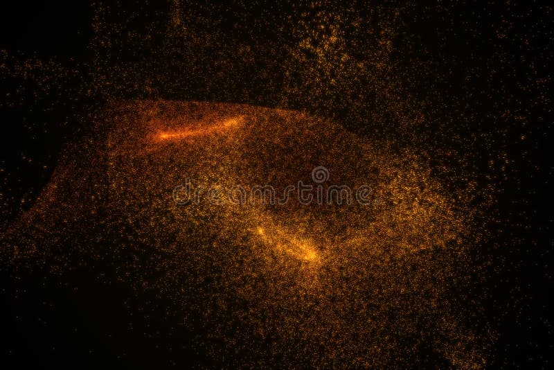 Abstract background made of orange glowing particles in shape of an eye. Space shapes. Energy concept. 3D render illustration. Abstract background made of orange glowing particles in shape of an eye. Space shapes. Energy concept. 3D render illustration