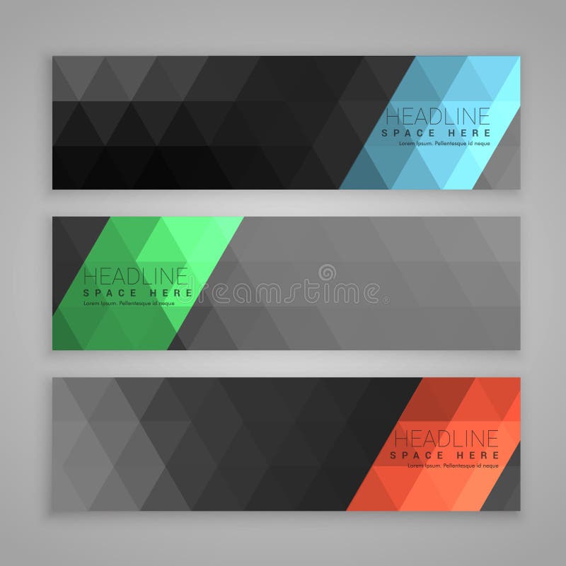 Abstracte donkere reeks van drie Webbanners stock illustratie