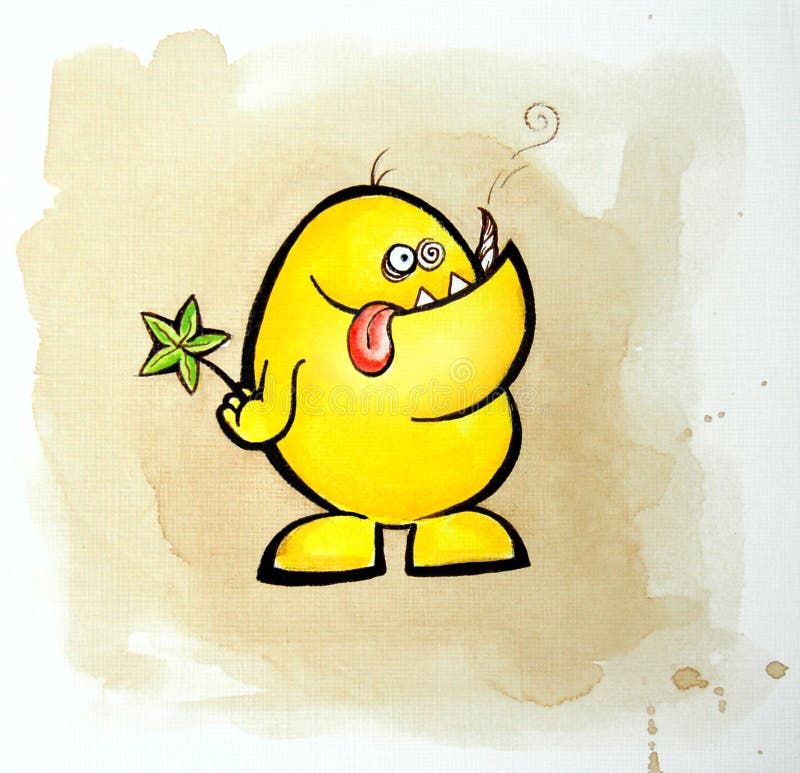 Abstracte geel weinig monster stock illustratie Abstracte geel weinig monster stock illustratie