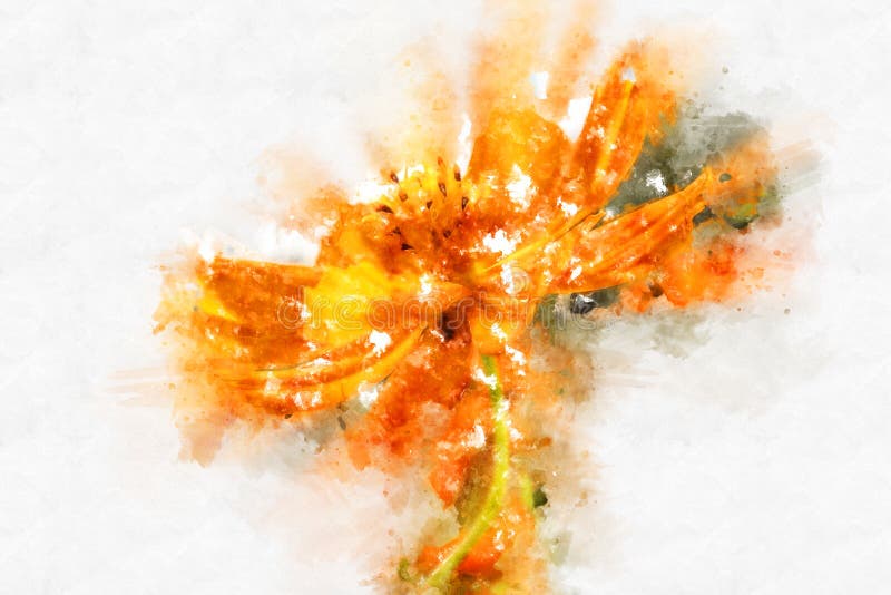 Abstracte gele bloeiende de waterverfverf van de vormbloem stock illustratie Abstracte gele bloeiende de waterverfverf van de vormbloem stock illustratie