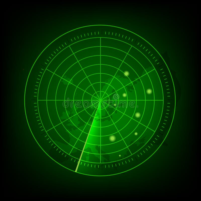 Abstracte groene radar met doelstellingen in actie Militair onderzoekssysteem royalty-vrije illustratie Abstracte groene radar met doelstellingen in actie Militair onderzoekssysteem royalty-vrije illustratie