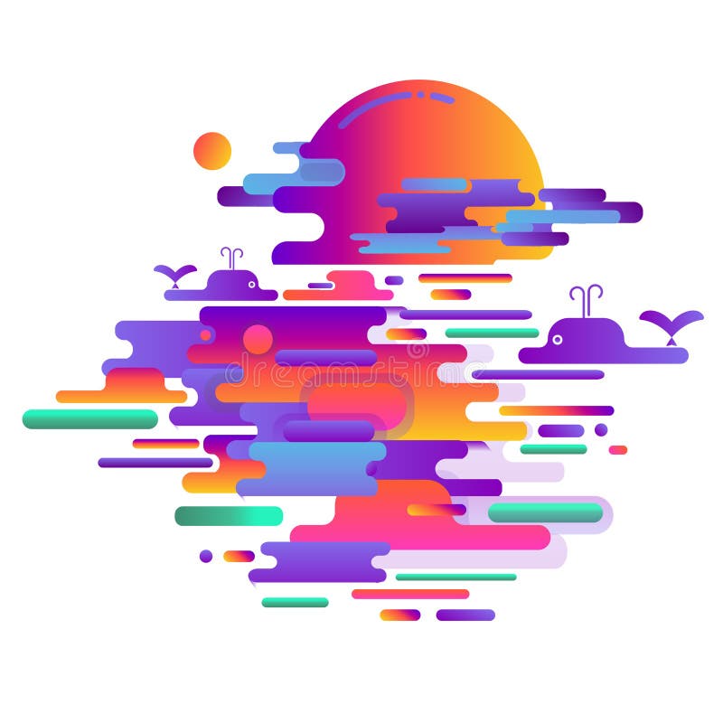 Abstracte het afschilderen zonsondergang op het overzees, glans van de zon op het water Vector illustratie stock illustratie Abstracte het afschilderen zonsondergang op het overzees, glans van de zon op het water Vector illustratie stock illustratie