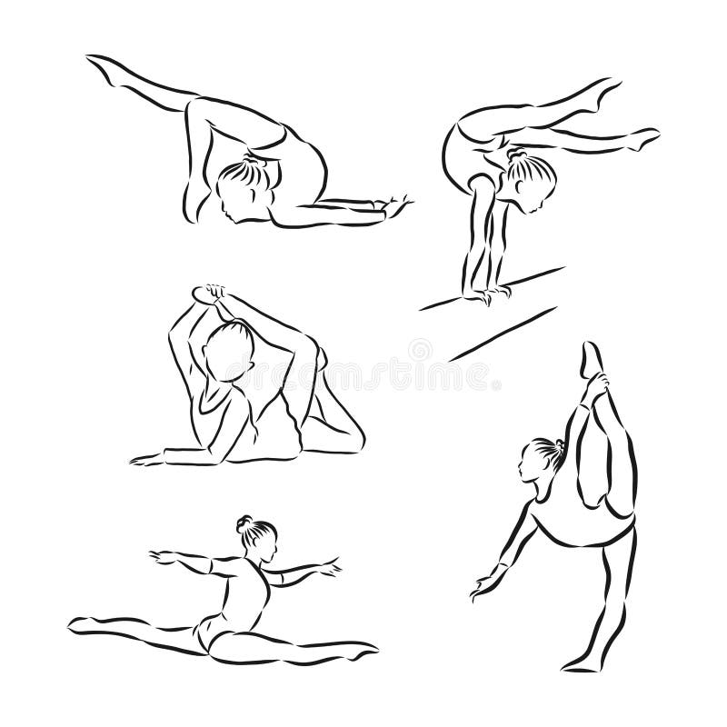 Abstracte illustratie van artistieke gymnastiek gymnastiek vectorschetsillustratie