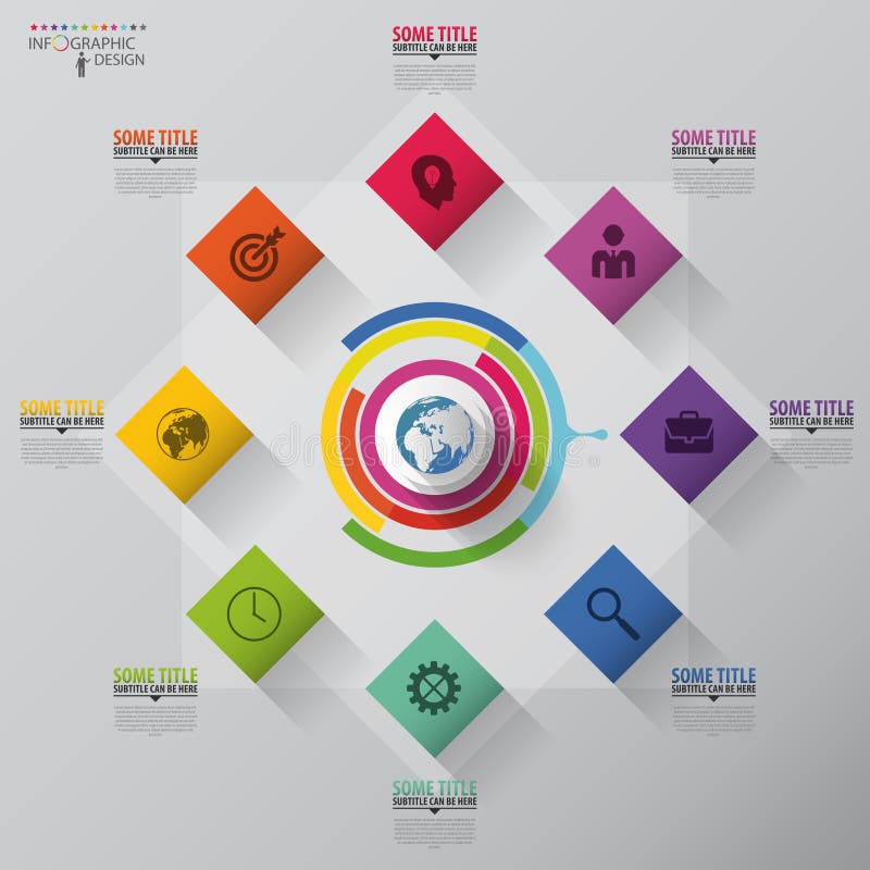 Abstracte infographic Bedrijfs concept Kleurrijk vierkant met pictogrammen Vector stock illustratie Abstracte infographic Bedrijfs concept Kleurrijk vierkant met pictogrammen Vector stock illustratie