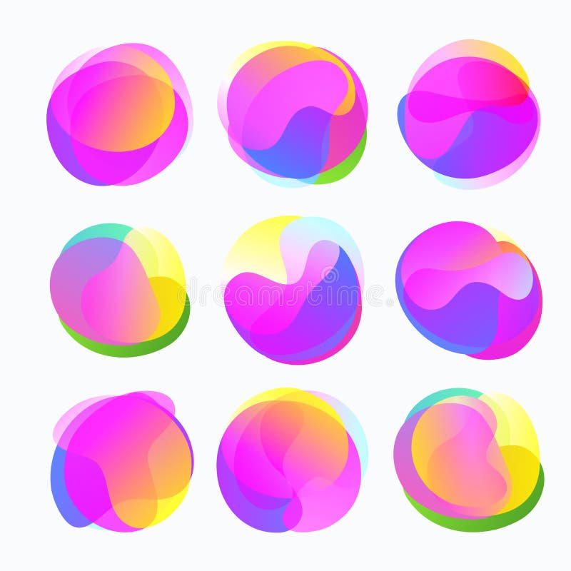Abstracte kleurenvormen Gradiënt vloeibare cirkels in zachte tonen