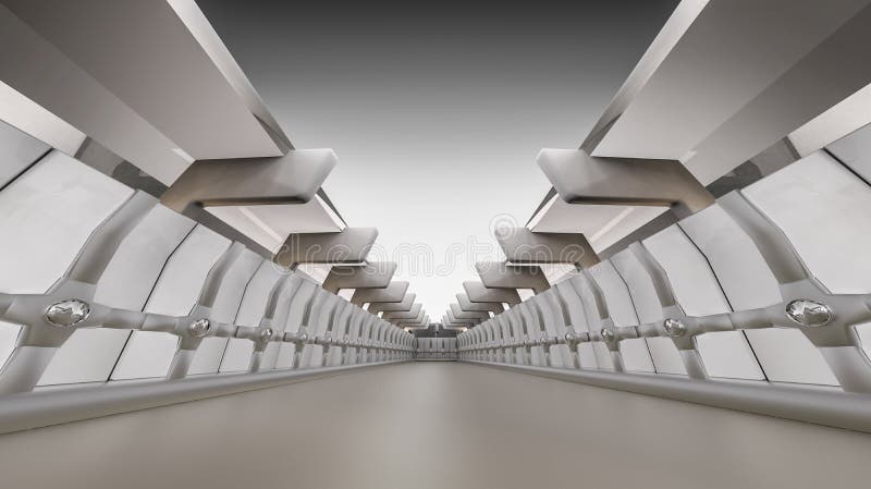 Abstracte lege 3d binnenlandse achtergrond, witte gang stock illustratie Abstracte lege 3d binnenlandse achtergrond, witte gang stock illustratie