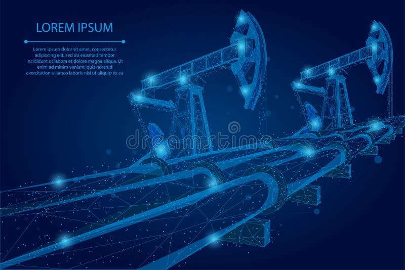 Abstract mash line and point Oil pipeline low poly business concept. Polygonal petrol production. Petroleum fuel industry transportation vector illustration. Abstract mash line and point Oil pipeline low poly business concept. Polygonal petrol production. Petroleum fuel industry transportation vector illustration