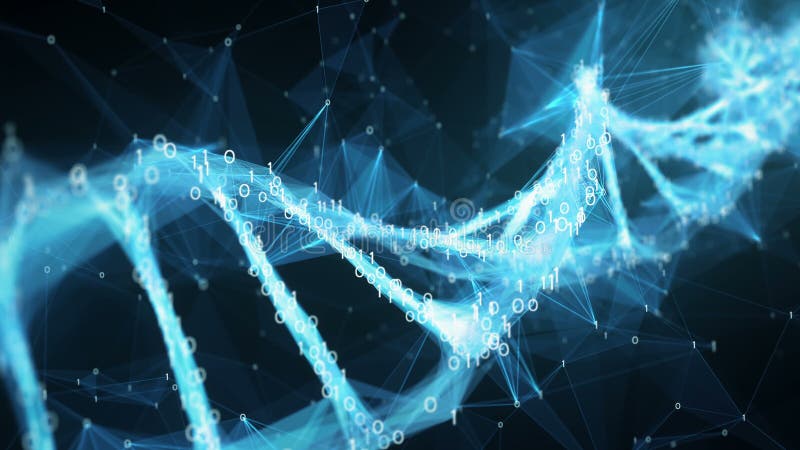 Abstracte Motieachtergrond - Digitale Binaire de molecule4k Lijn van DNA van de Veelhoekvlecht