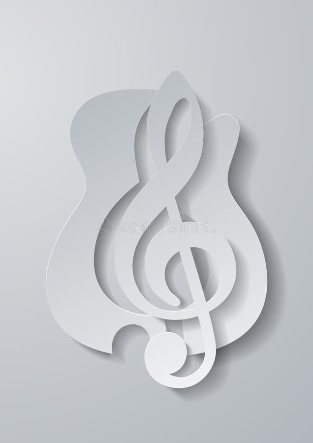 Abstracte Muziek G-sleutel van Gitaar Witboek wordt gesneden Backgrou die royalty-vrije illustratie Abstracte Muziek G-sleutel van Gitaar Witboek wordt gesneden Backgrou die royalty-vrije illustratie