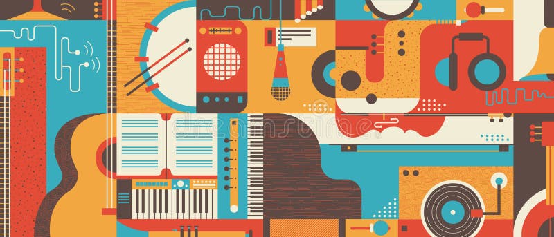Abstracte Muziek vlakke vectorillustratie Als achtergrond royalty-vrije illustratie Abstracte Muziek vlakke vectorillustratie Als achtergrond royalty-vrije illustratie