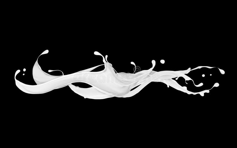 Abstracte plonsen van melk of room op zwarte achtergrond royalty-vrije stock foto