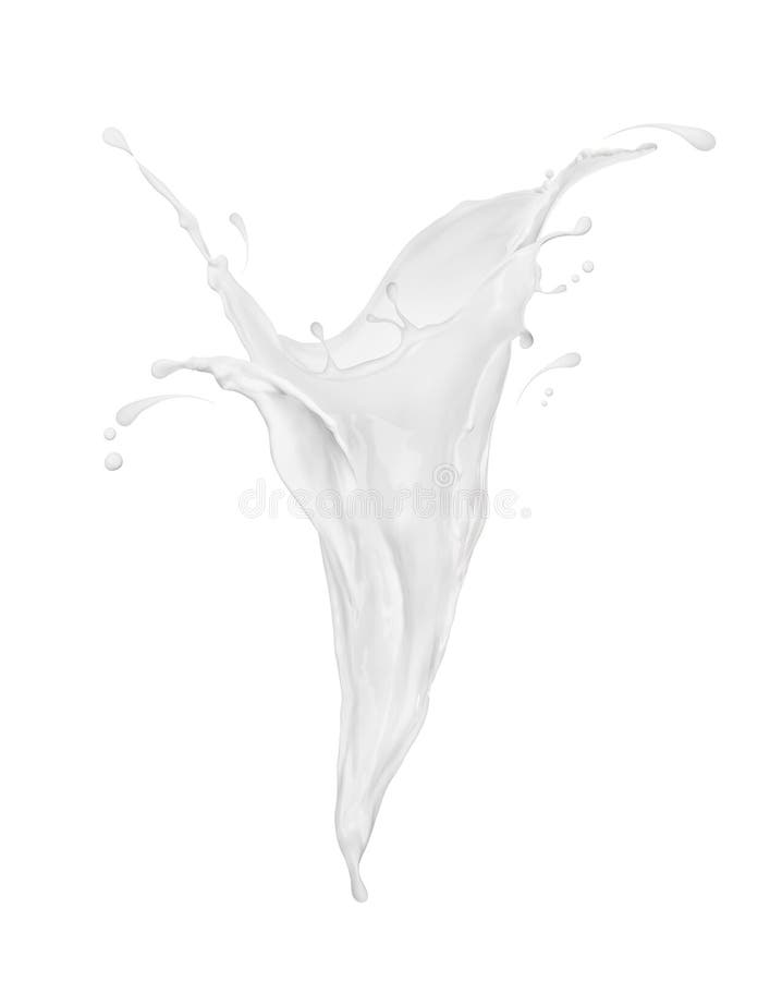 Abstracte melkspatten in close-up op witte achtergrond royalty-vrije stock foto's