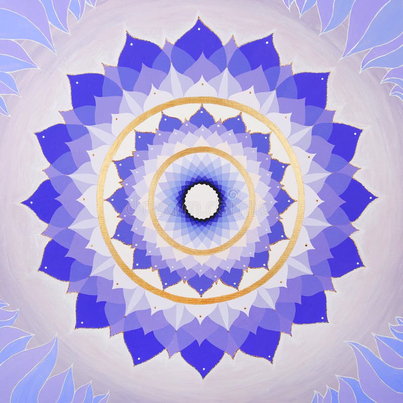 Abstract purple painted picture with circle pattern, mandala of Sahasrara chakra. Abstract purple painted picture with circle pattern, mandala of Sahasrara chakra
