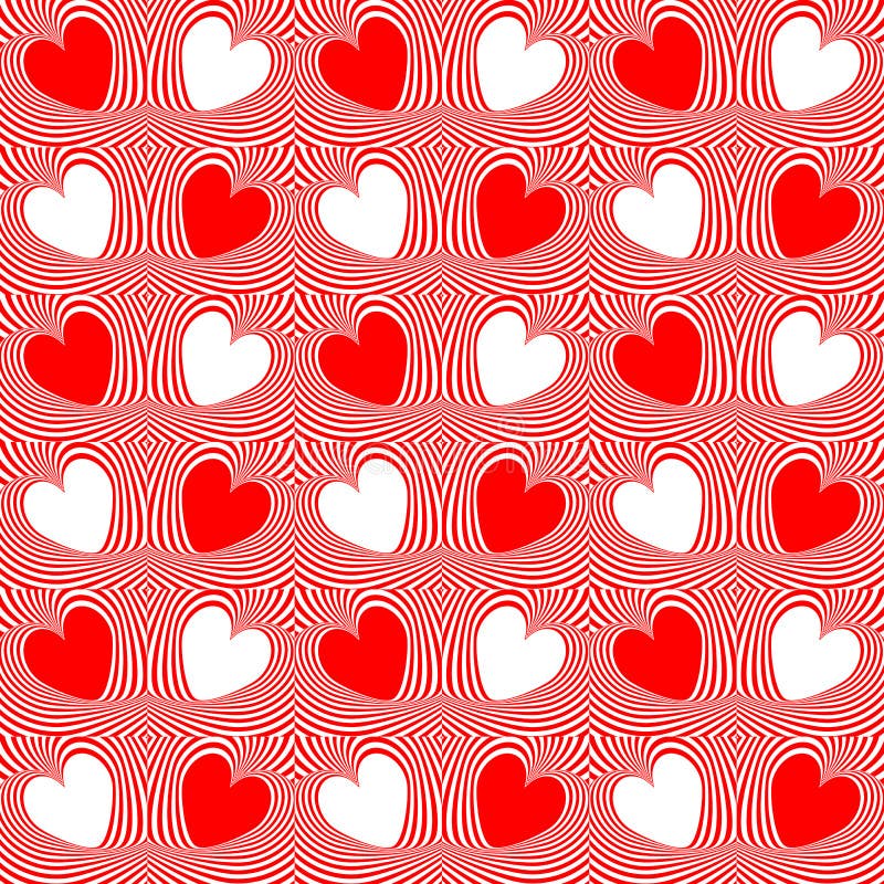 Abstracte rode harten en verdraaide lijnenachtergrond royalty-vrije illustratie