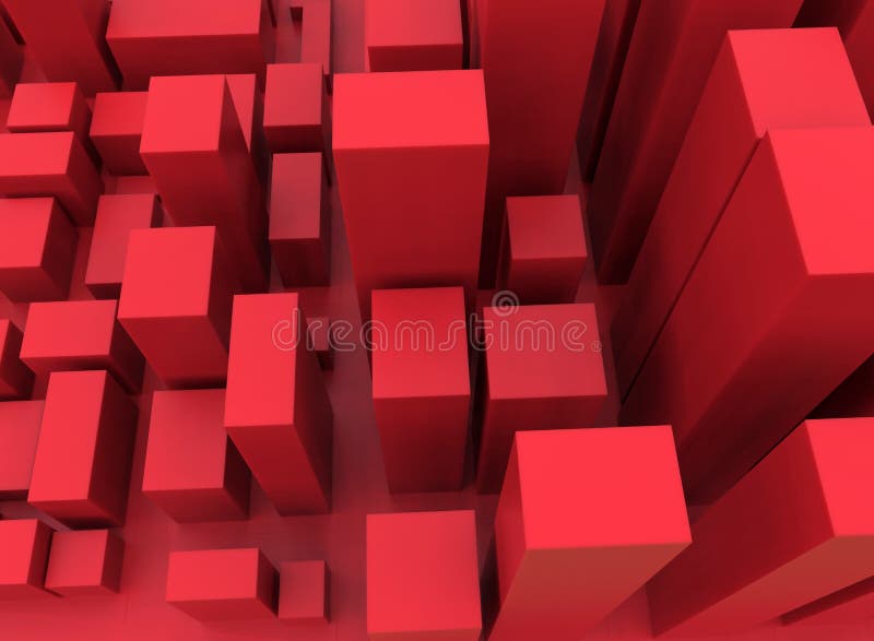 Abstracte rode kubusstad stock illustratie Abstracte rode kubusstad stock illustratie