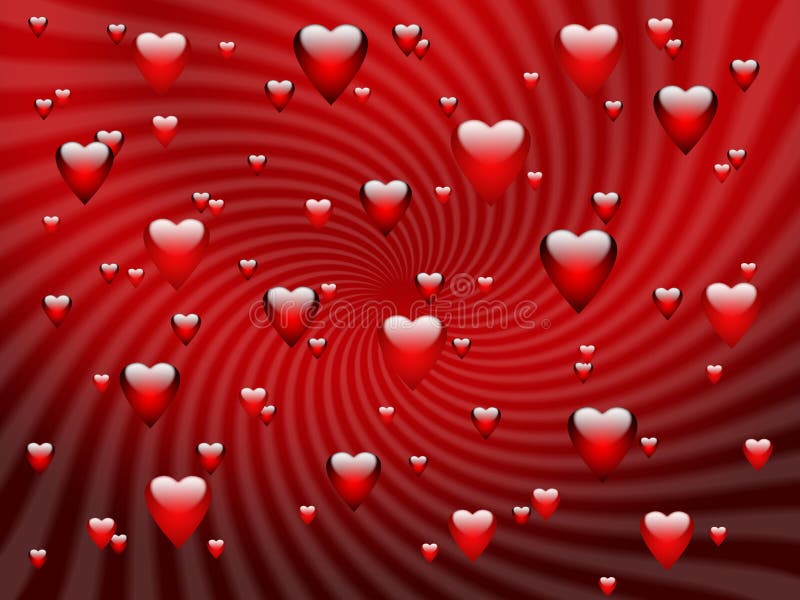 Abstracte rode romantische achtergrond met harten stock illustratie