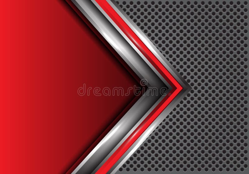 Abstracte rode zilveren pijl met lege ruimte op grijze het ontwerp moderne futuristische van het cirkelnetwerk vector als achterg