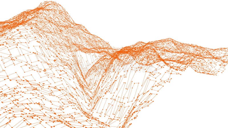 Abstracte schone sinaasappel die 3D net of netwerk golven als mooie achtergrond Het oranje geometrische trillende milieu of pulse