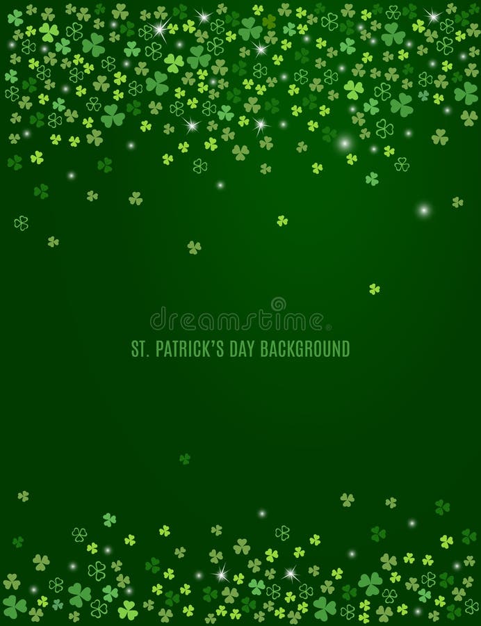 Abstracte St Patrick ` s dagachtergrond met de fonkelende bladeren van de klaverklaver Vector