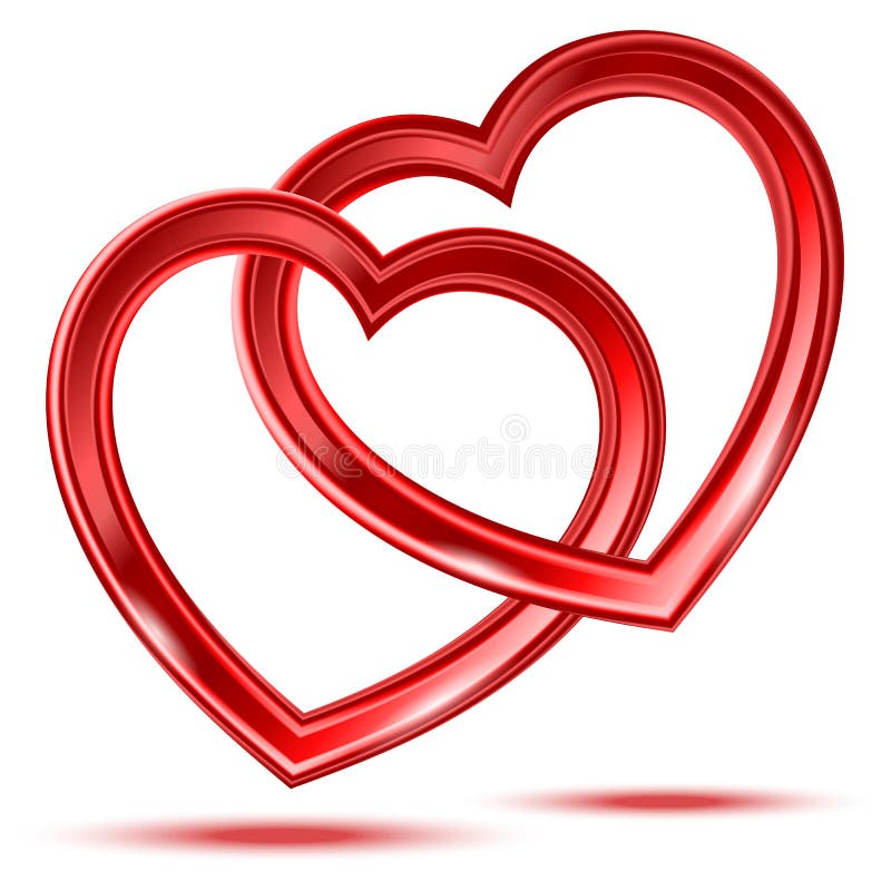 Abstracte twee glanzende hartvormen stock illustratie