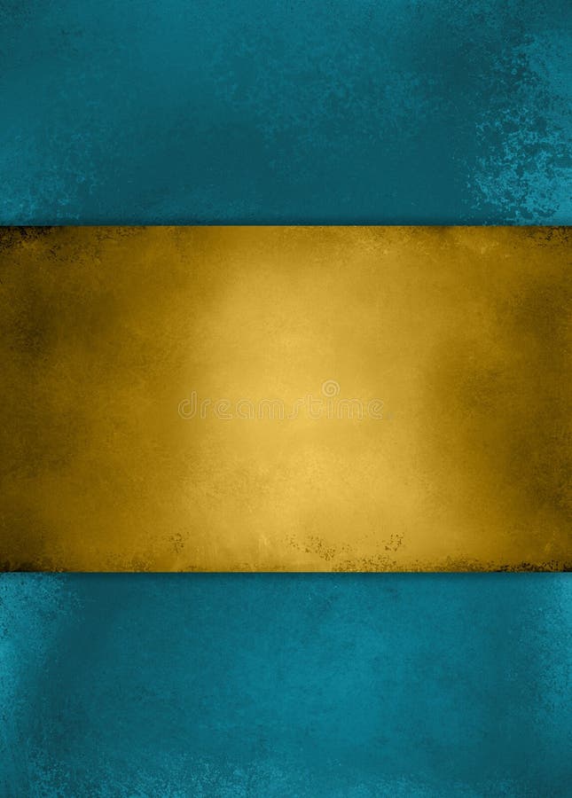 Abstracte vintage blauwe achtergrond en gouden gestreept midden royalty-vrije stock fotografie