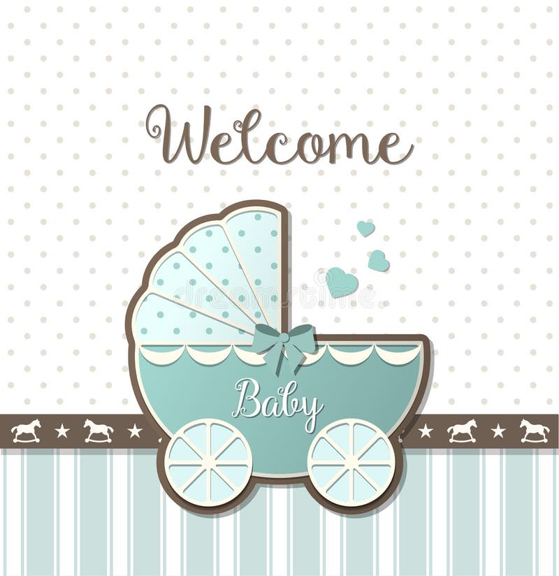 Abstracte uitstekende wandelwagen, babydouche vector illustratie Abstracte uitstekende wandelwagen, babydouche vector illustratie