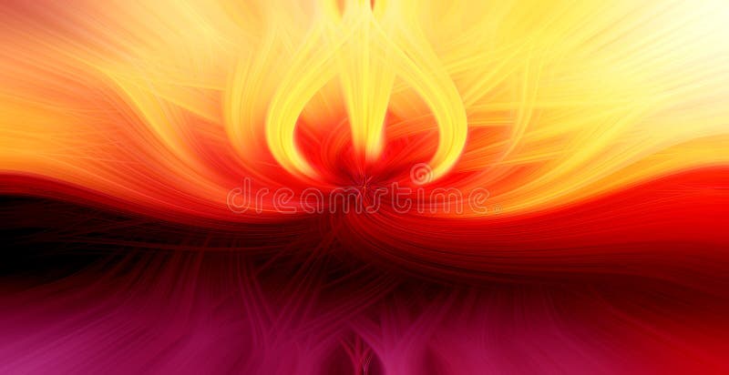 Beautiful abstract intertwined 3d fibers forming a shape of flame. Yellow, bright red and purple colors. Illustration. Beautiful abstract intertwined 3d fibers forming a shape of flame. Yellow, bright red and purple colors. Illustration