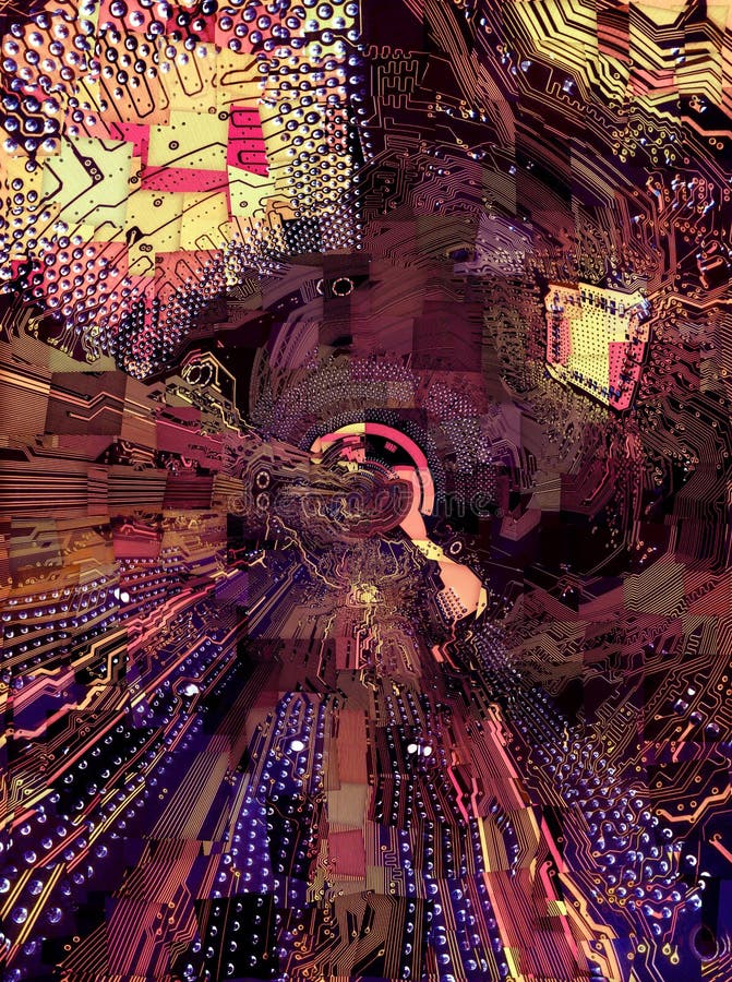 Abstraction based on the image of the motherboard of a personal computer stock illustration Abstraction based on the image of the motherboard of a personal computer stock illustration
