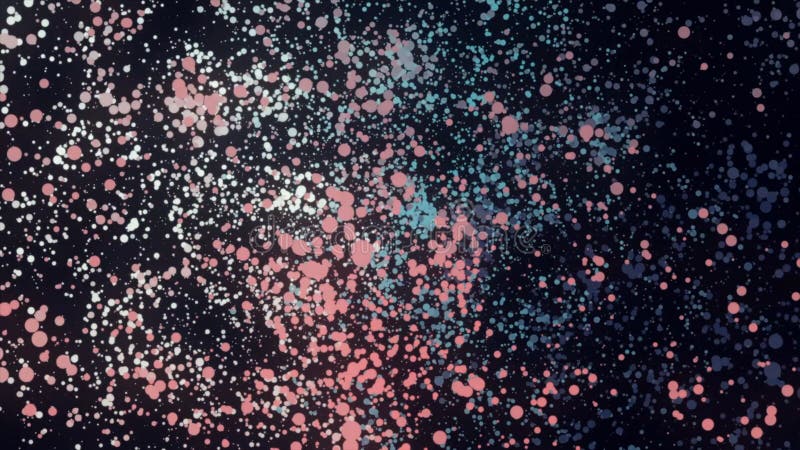 Abstraction of colorful particles rotation on a black background. Footage. Colorful animation vector illustration