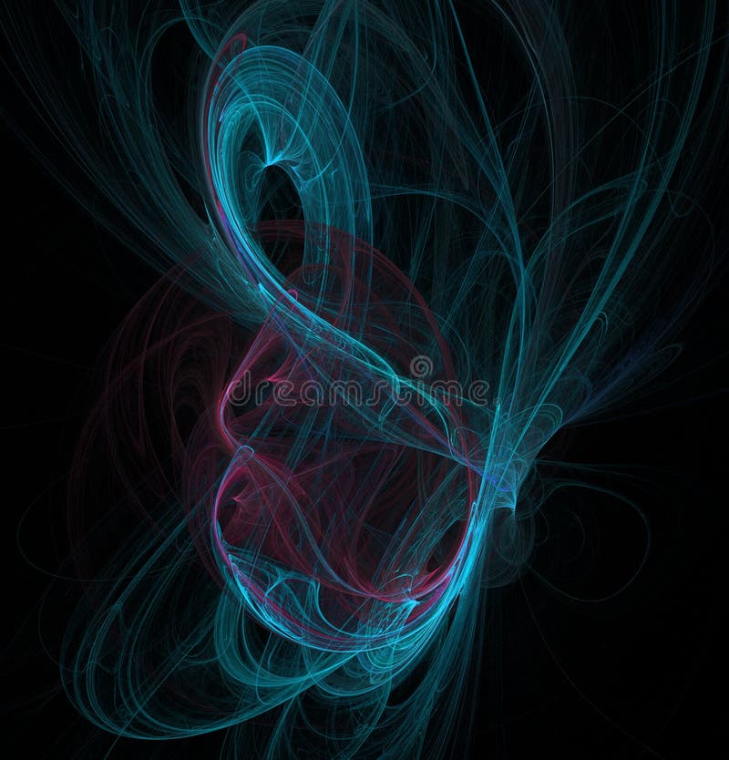 Abstraction de fractale Rougeoyer sur quelles spirales et vagues Fond bleu et cramoisi, noir illustration libre de droits Abstraction de fractale Rougeoyer sur quelles spirales et vagues Fond bleu et cramoisi, noir illustration libre de droits