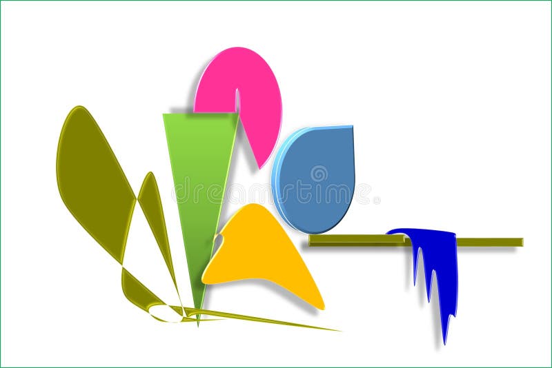 Abstraction geometry. Geometric shapes and lines in different interpretations. From the concrete to the abstract stock illustration