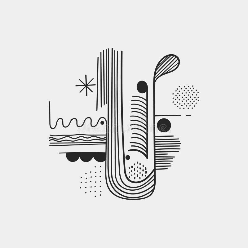 Abstraction with waves and lines. Abstract work with black and white lines and smooth waves, creating a sense of harmony royalty free illustration