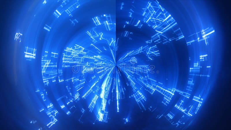 Abstrait digital brillant bleu éclatant cadre lumineux vortex créer un effet tunnellike hitech fond abstrait illustration stock