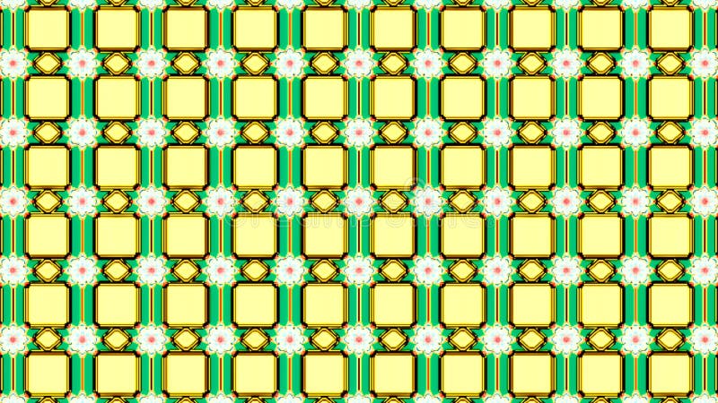 Abstrait fond coloré mouvement avec petits carrés changeant de couleur avec petite décoration de fleurs fond vert illustration libre de droits