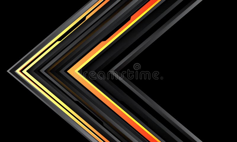Abstrait jaune cyber-circuit flèche direction géométrique sur noir design moderne futuriste technologie arrière-plan illustration