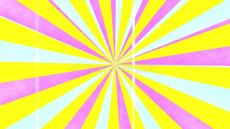 Abstrait tournant rose jaune rétro rayons solaires fond solaire avec effet de bruit et d'erreur lignes verticales illustration libre de droits