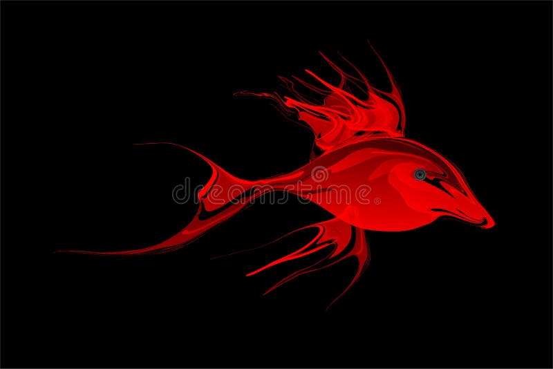 Abstrakcjonistyczna czerwień cieniąca ryba z czarnym tłem również zwrócić corel ilustracji wektora ilustracji Abstrakcjonistyczna czerwień cieniąca ryba z czarnym tłem również zwrócić corel ilustracji wektora ilustracji
