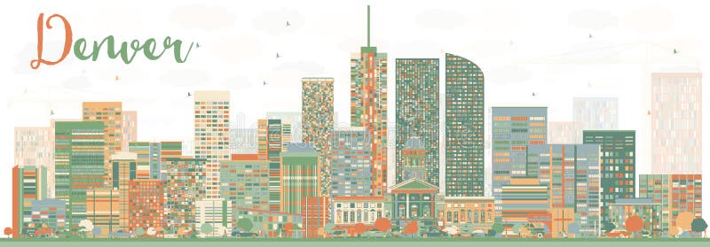 Abstrakcjonistyczna Denwerska linia horyzontu z kolorów budynkami