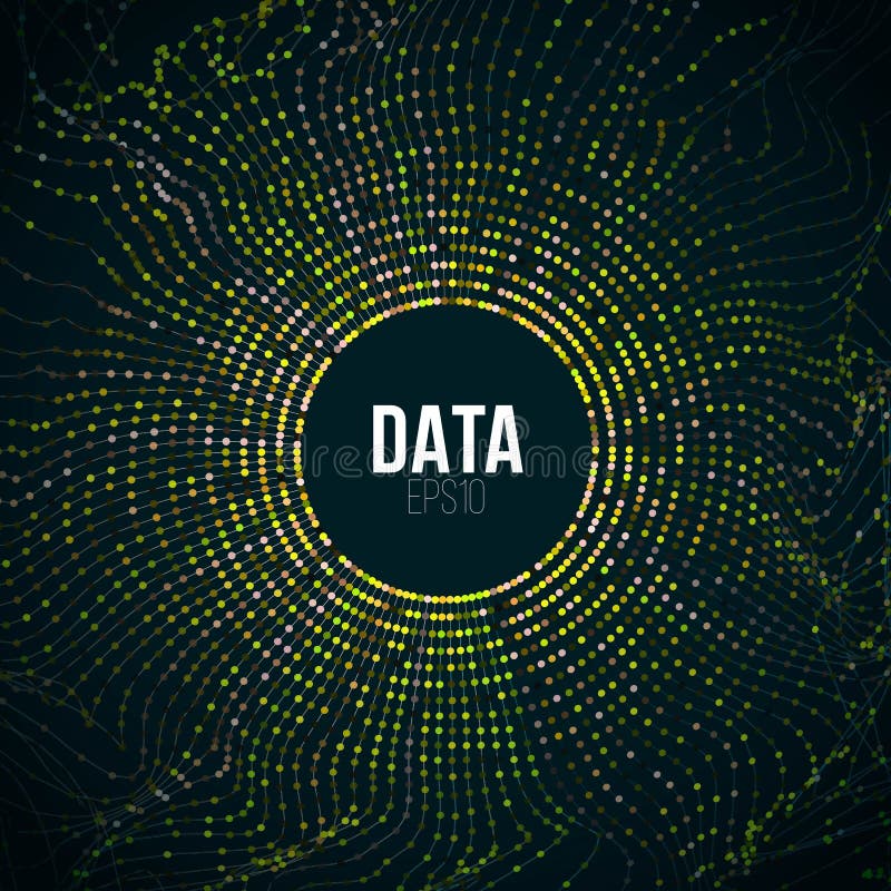 Abstrakcjonistyczna duża dane ilustracja Cząsteczka okręgu siatki fala i usterka Cyfrowego bigdata tło ilustracja wektor Abstrakcjonistyczna duża dane ilustracja Cząsteczka okręgu siatki fala i usterka Cyfrowego bigdata tło ilustracja wektor